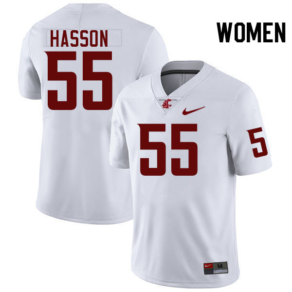 Women #55 AJ Hasson Washington State Cougars College Football Jerseys Stitched-White